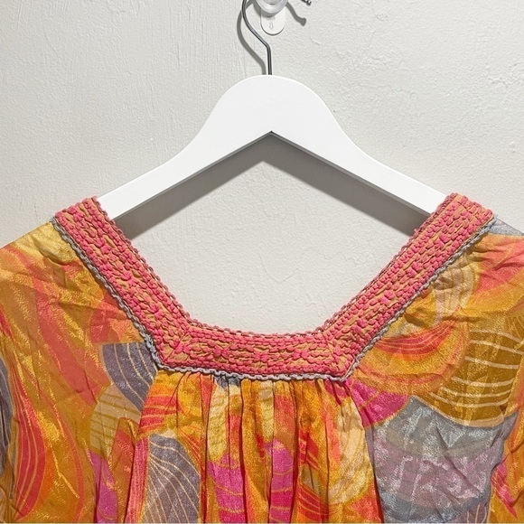 BLANK LONDON ANTHROPOLOGIE Women’s Multicolor TESSA Embroidered Neck Blouse PXS - Picture 5 of 8